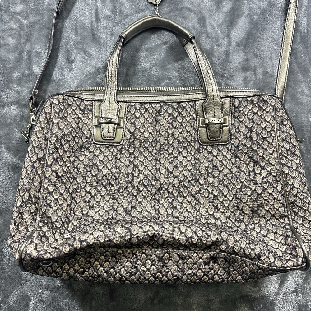Coach Taylor Python Satchel Shoulder Handbag Gunm… - image 4